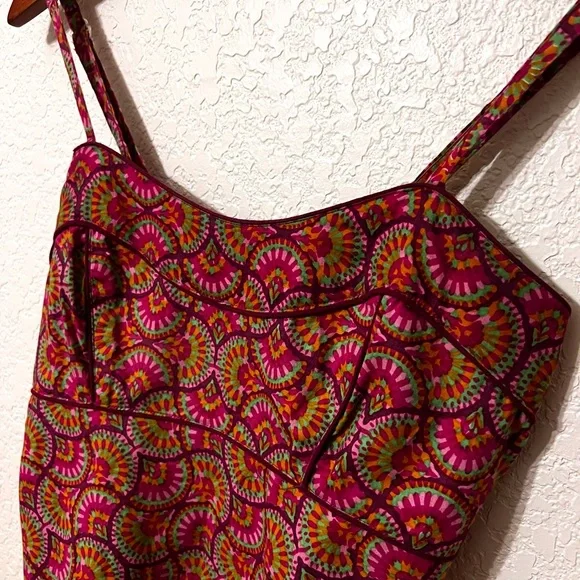 Lingam Barcelona Moda psychedelic pink and Orange print pattern cotton tank top - Picture 3 of 8